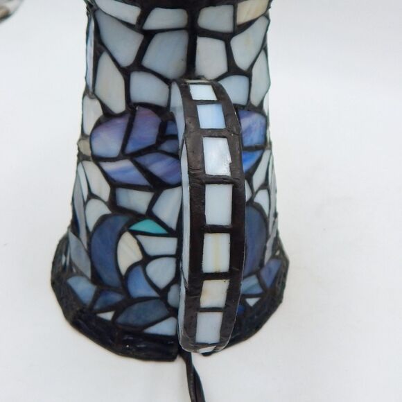 Stained Glass Coffee Tea Pot Accent Lamp Tulips 9 Inch Tiffany Style - Picture 9 of 11